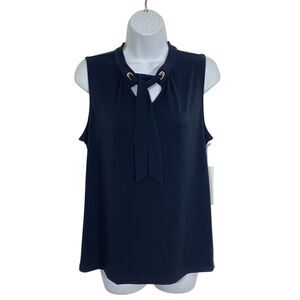 NEW Black Poly/Spandex Knit LIZ CLAIBORNE Keyhole Tie M Pullover Tank Top NWT